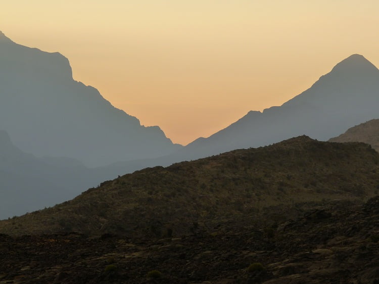 Sonnenuntergang im Hajar Gebirge
