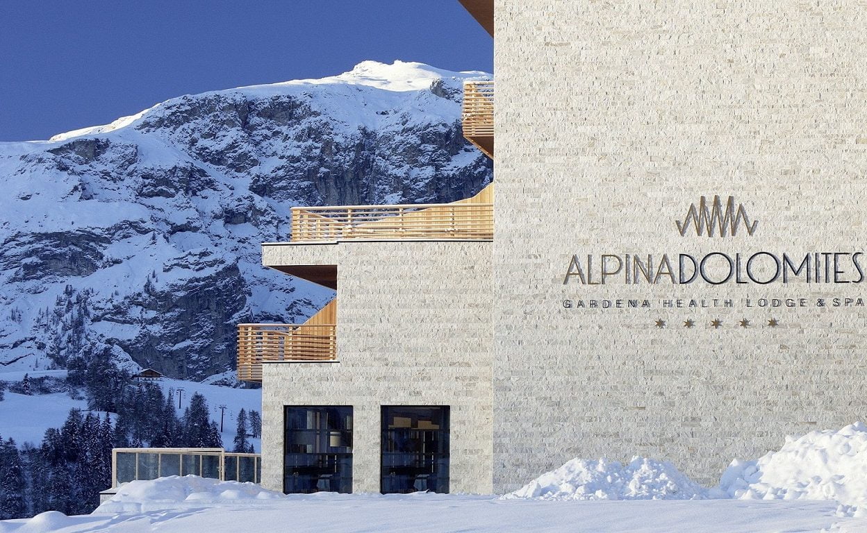 Die klaren Linien der Architektur des Luxushotels auf der Seiser Alm
