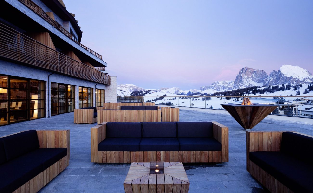 Ein herrlicher Blick von der Terrasse auf die Dolomiten