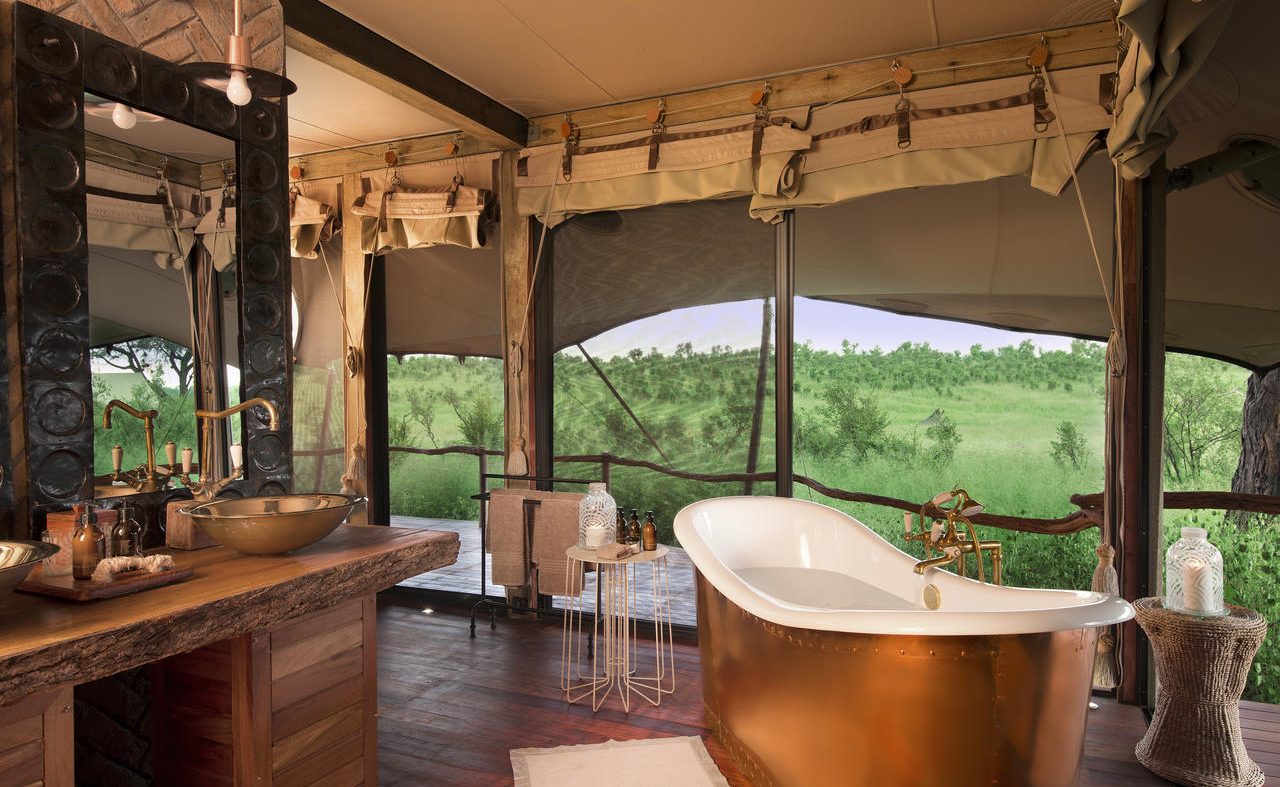 Badezimmer des Luxuscamps