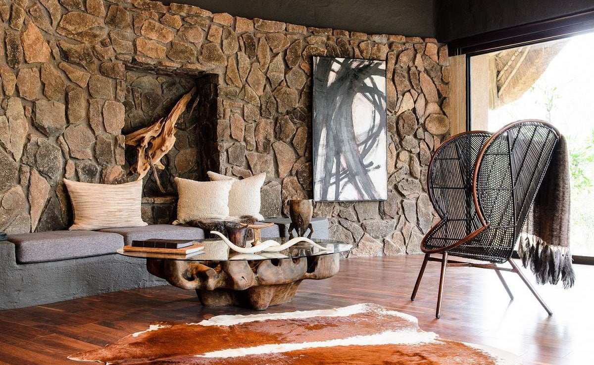 Lounge von Singita Boulders im Sabi Sands Gebiet