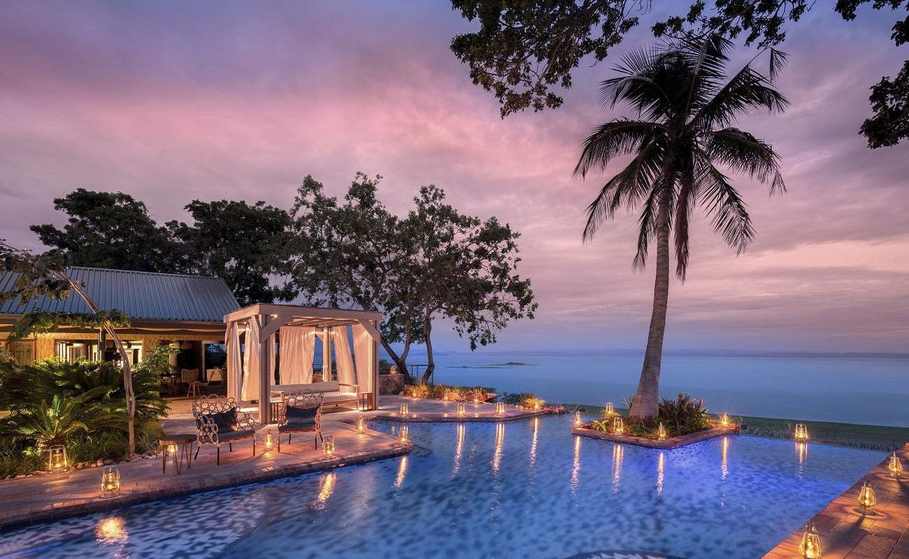 Abendstimmung in Bumi Hills am Lake Kariba in Zimbabwe