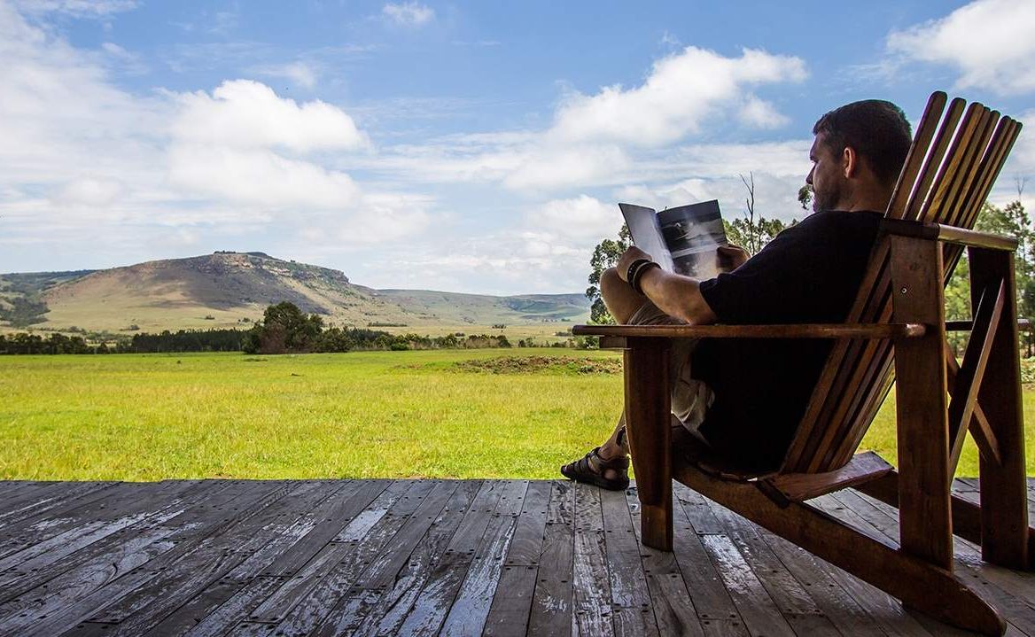 Entspannung auf der Veranda mit Blick auf die Drakensberg in Antbear