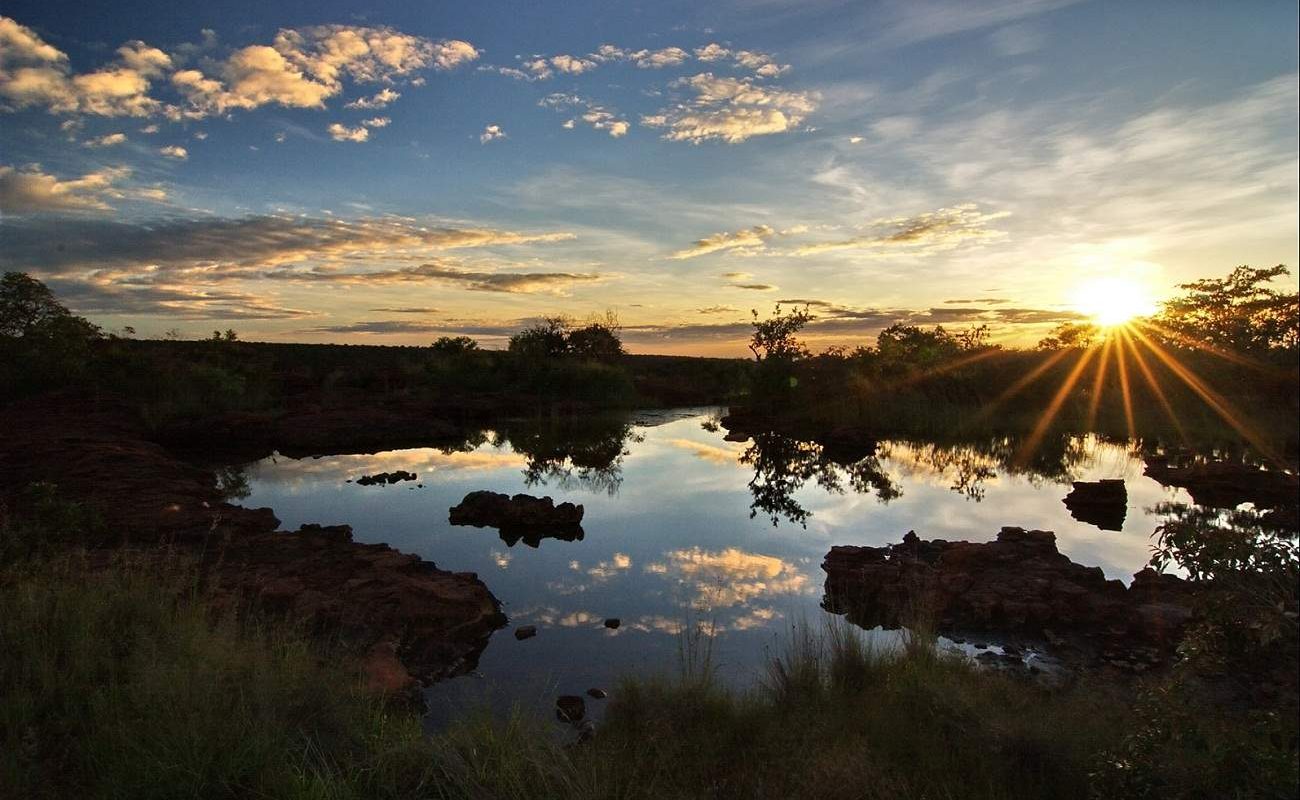 Wasserstelle auf dem Wateberg Plateau im Grünen Namibia