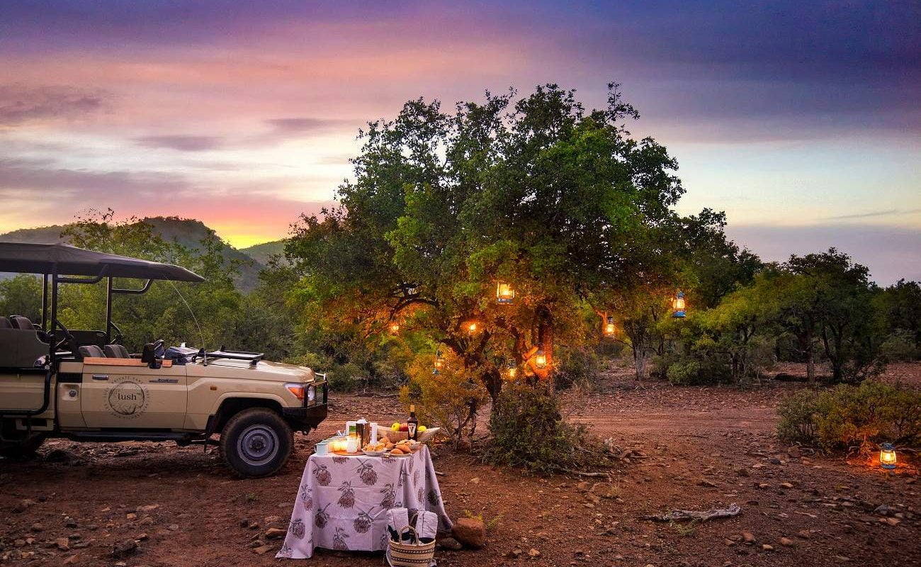 Sundworner a la Lush im Black Rhino Game Reserve