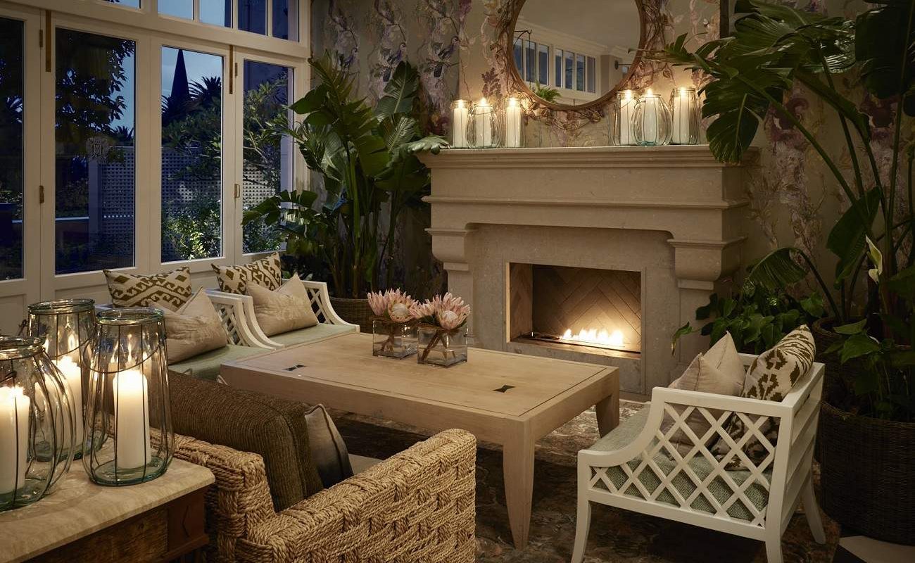 Kamin im Wintergarten des Mount Nelson
