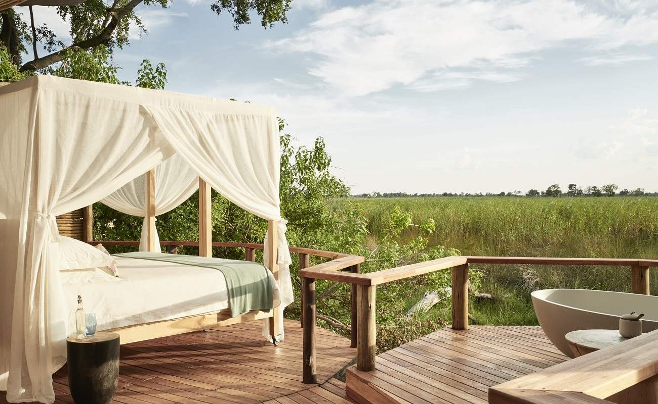 Bett auf der privaten Veranda in Baines'