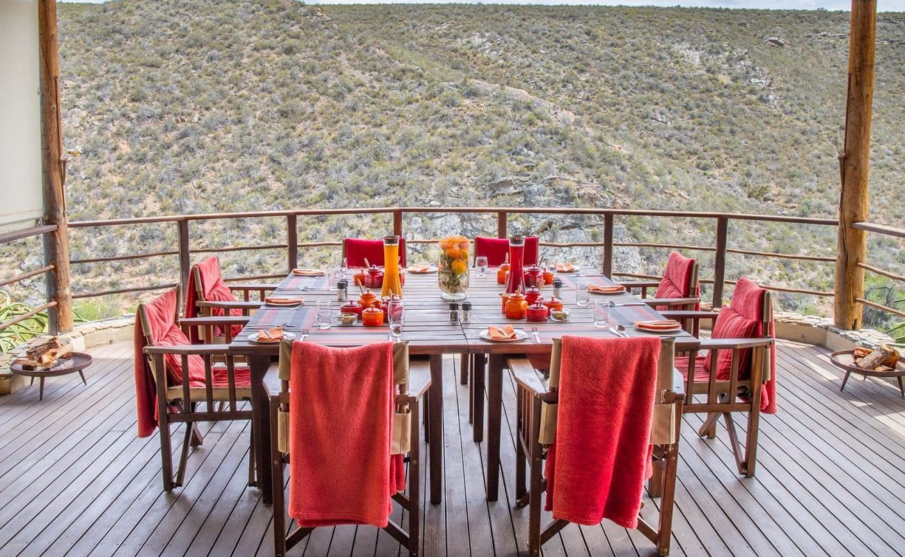 White Lion Lodge Veranda Haupthaus Frühstück in der White Lion Lodge