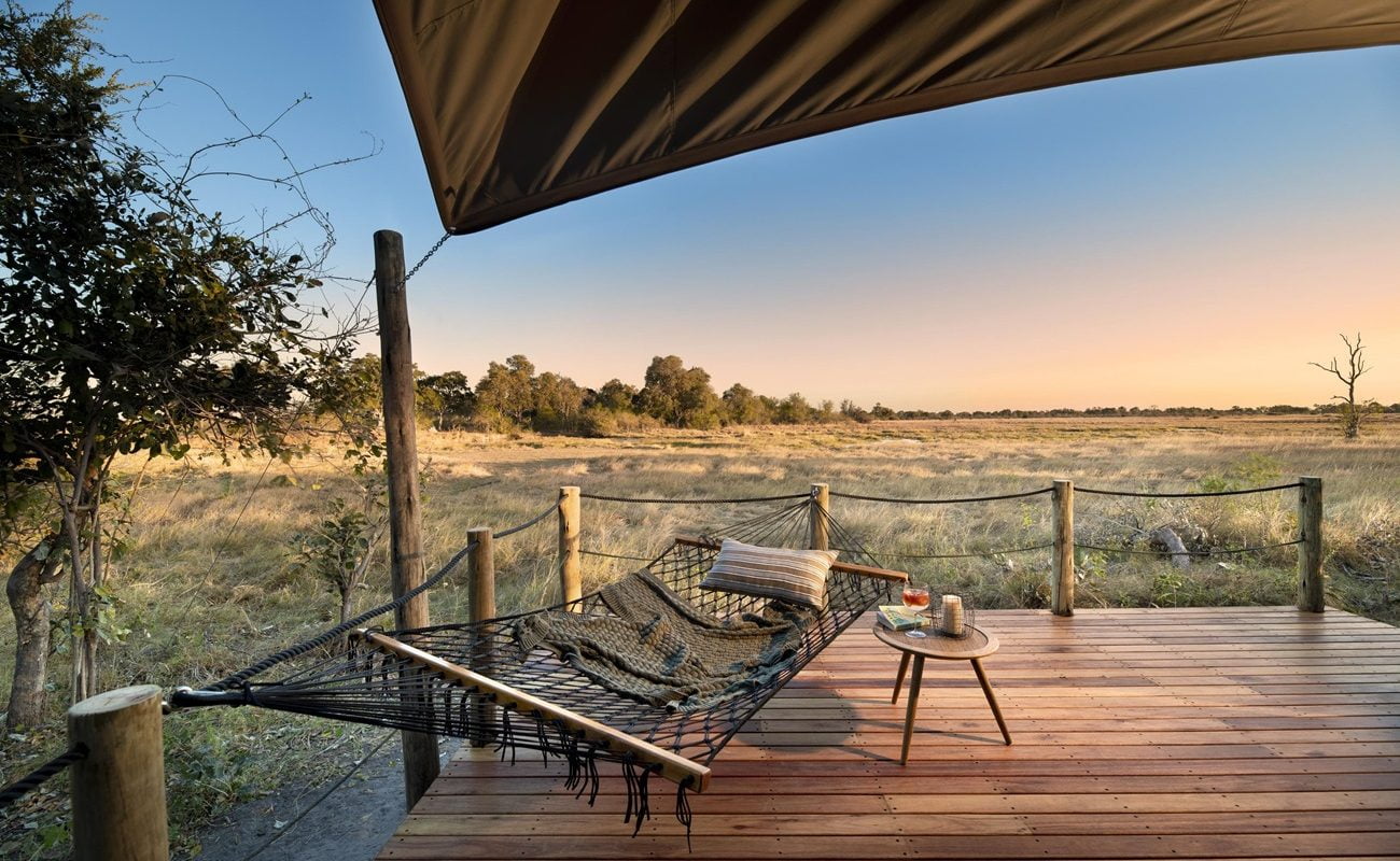 Khwai Lediba Zelt Veranda Veranda eines Zeltes in Khwai Lediba