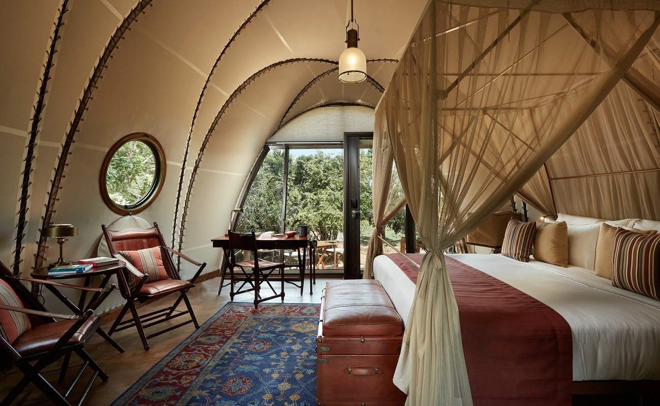 Wild Coast Tented Lodge Cocoon Schlafzimmer Schlafzimmer in der Luxuslodge im Yala Nationalpark