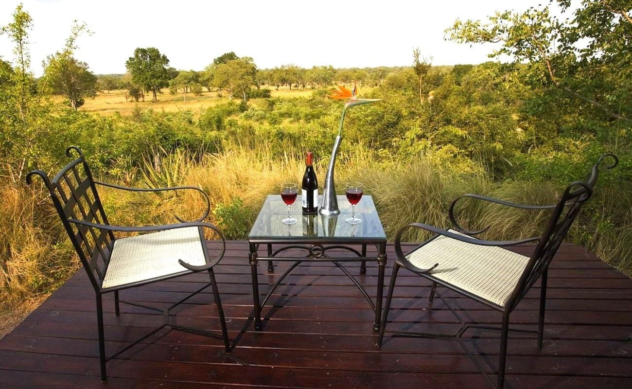 Elephant Plains Game Lodge Rondavel Veranda Veranda eines Rondavels von Elephant Plains, Sabi Sands