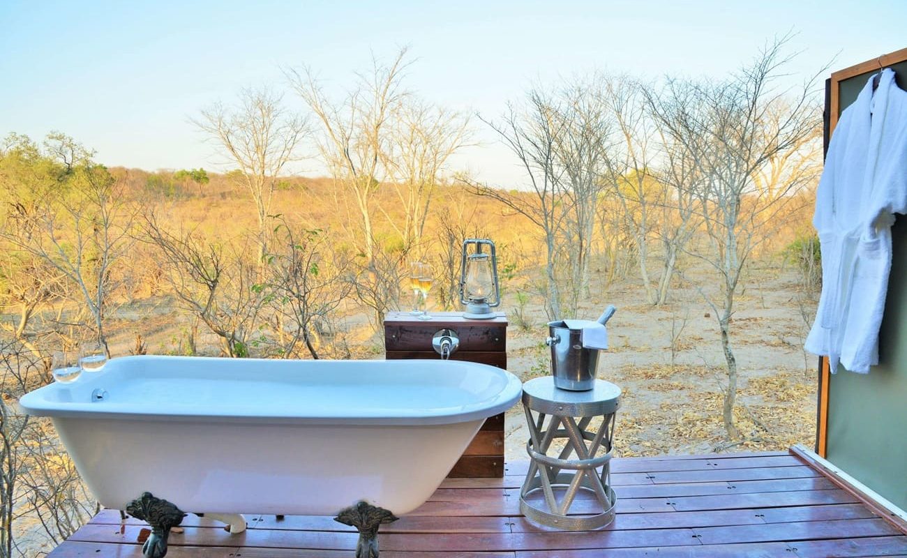 khulu Bush Camp Honeymoon Suite Badewanne Badewanne Honeymoon Zelt Khulu Bush Camp