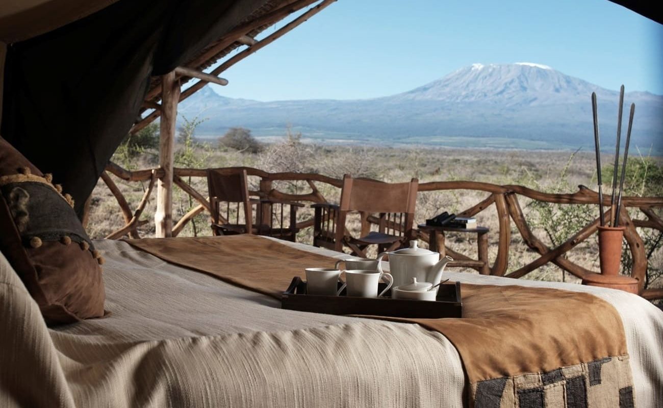 Höhepunkte Kenias Zelt Aussicht Kilimanjaro Zelt im Elerai Camp