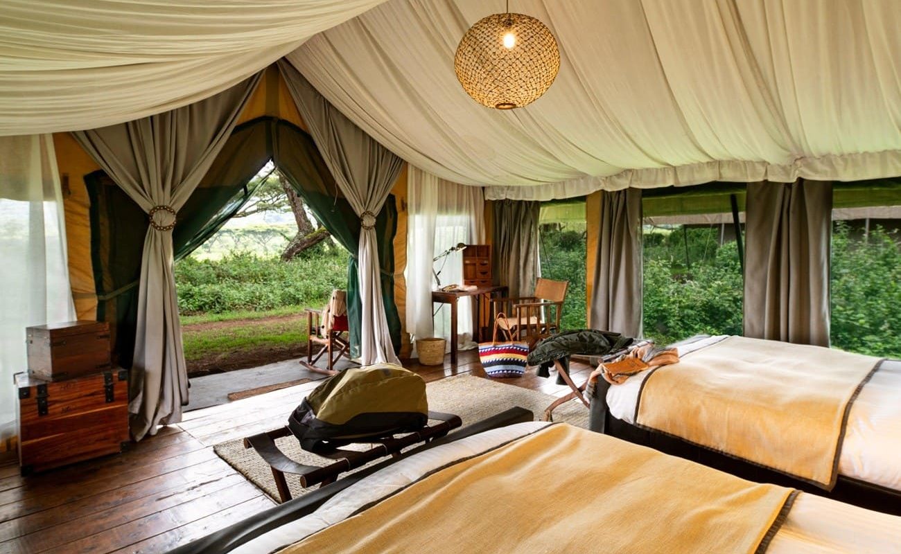 Lemala Ngorongoro Zelt Aussicht Blick auf die Veranda eines Zeltes von Lemala Ngorongoro
