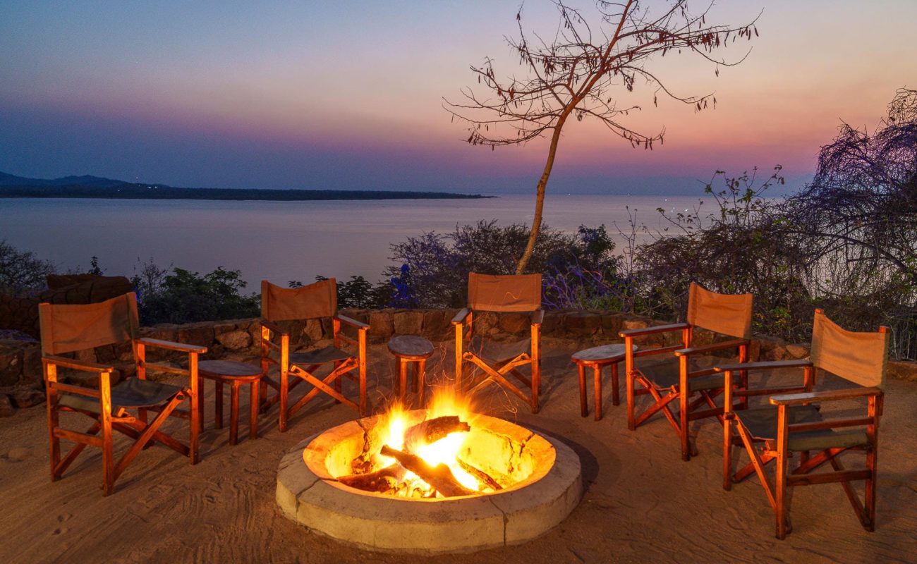 Malawi Süden Pumulani Lodge Lagerfeuer Lagerfeuer Pumulani Lake Malawi