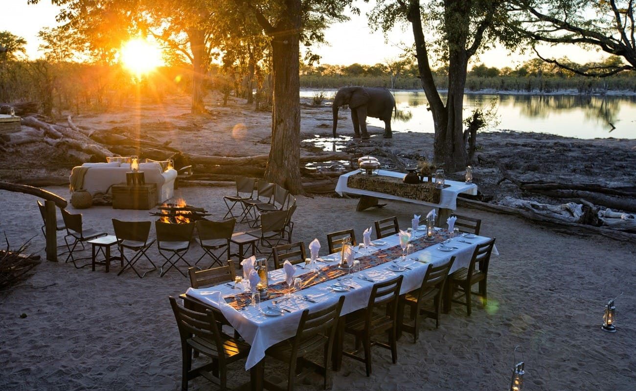 Elephant Pan Sunset Dinner Sunset Dinner Elephant Pan, Botswana