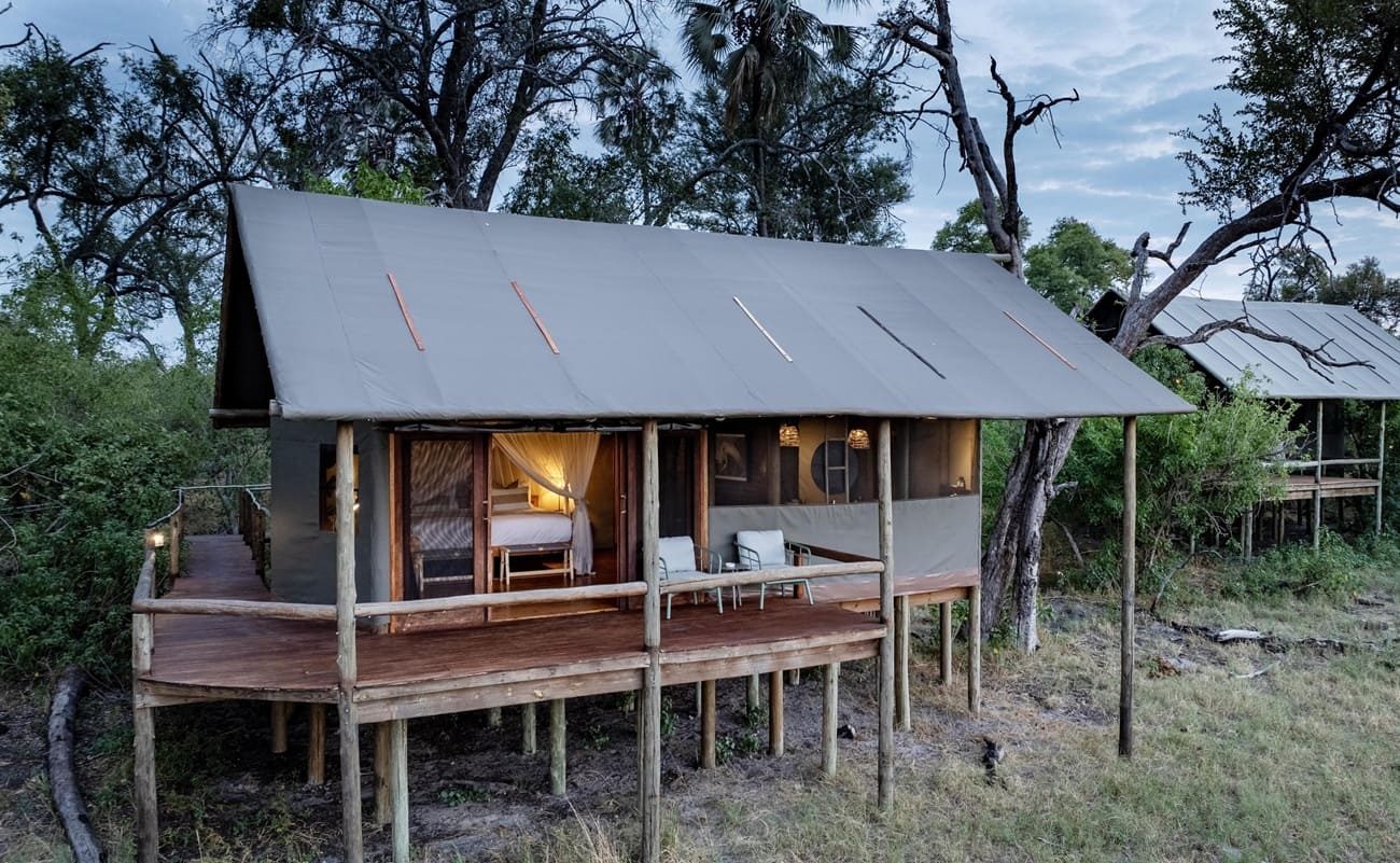 Mokolwane Zelt außen Zelt von Mokolwane, Botswana