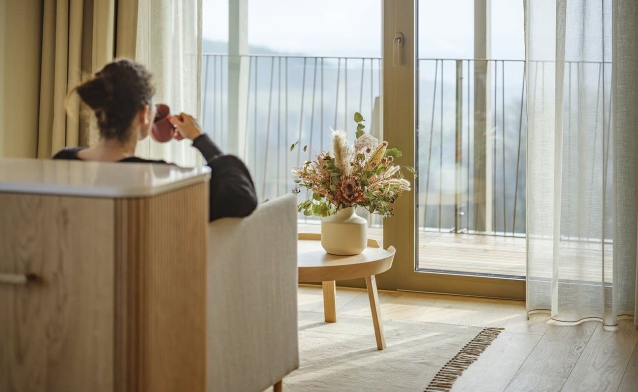 Das ruhige Ambiente der Zimmer des Wald.Weit