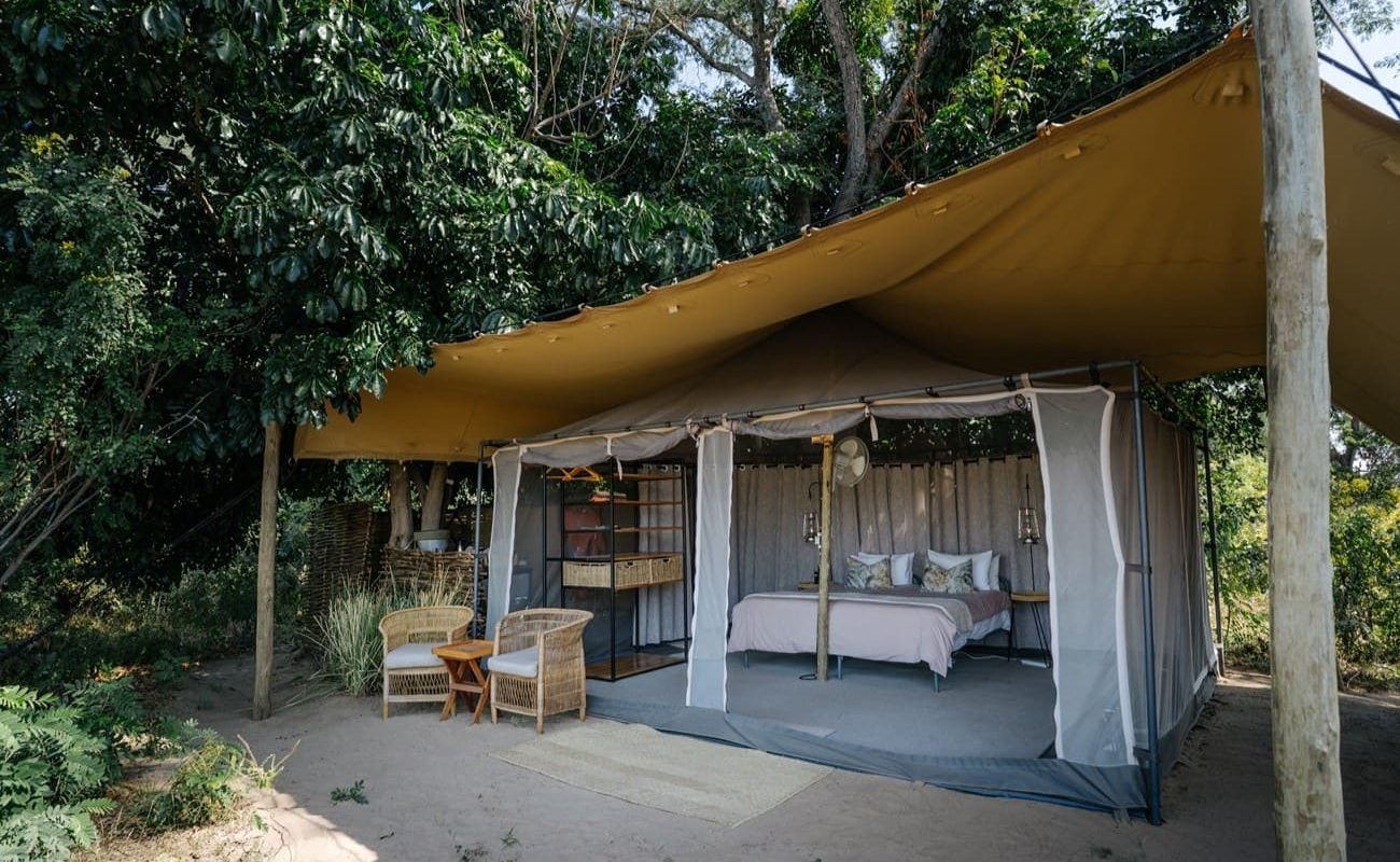 Zelte und alten Bäumen in Chula