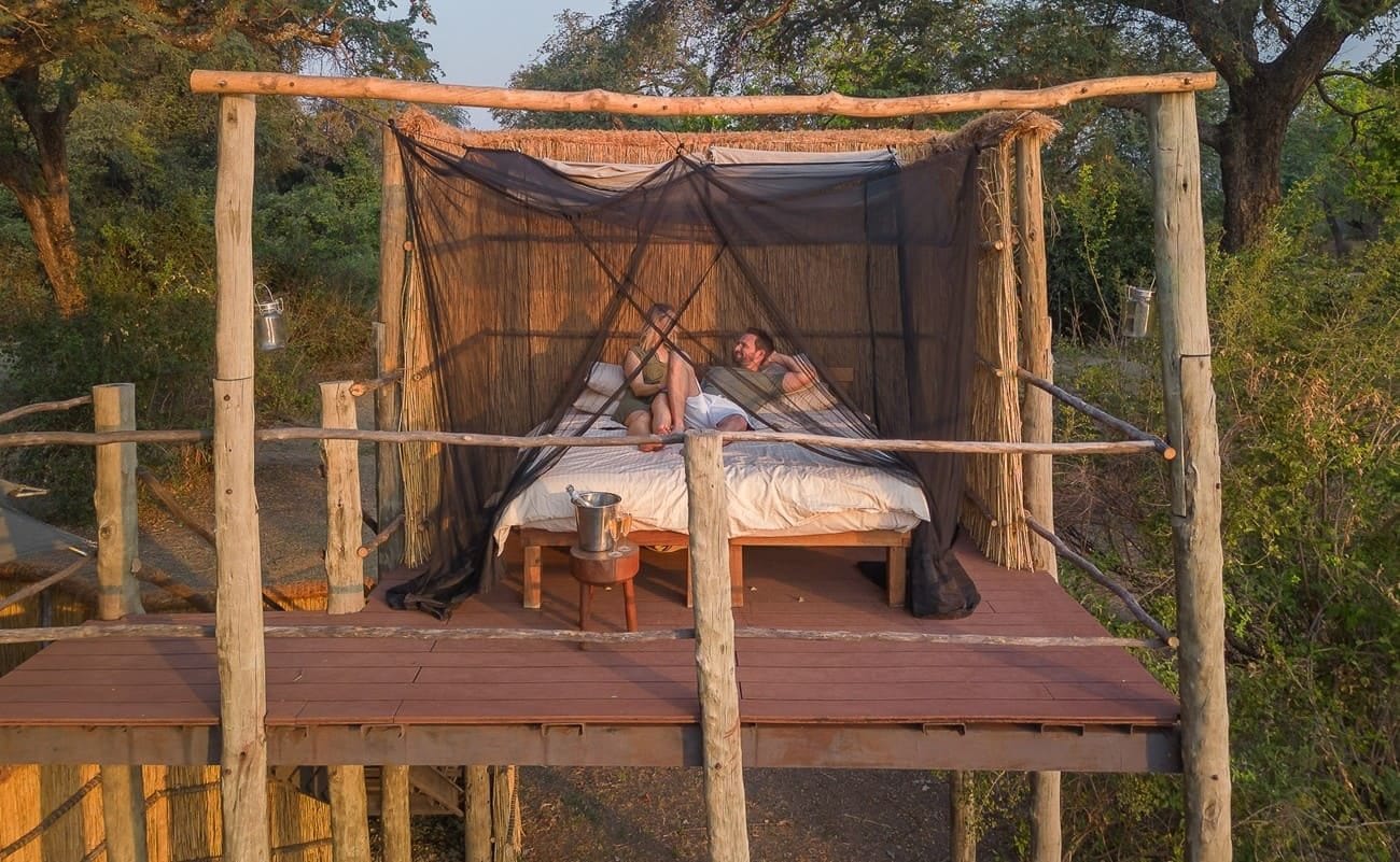 Höhepunkte Sambia South Luangwa Three Rivers Starbed Starbed im Three Rivers Camp