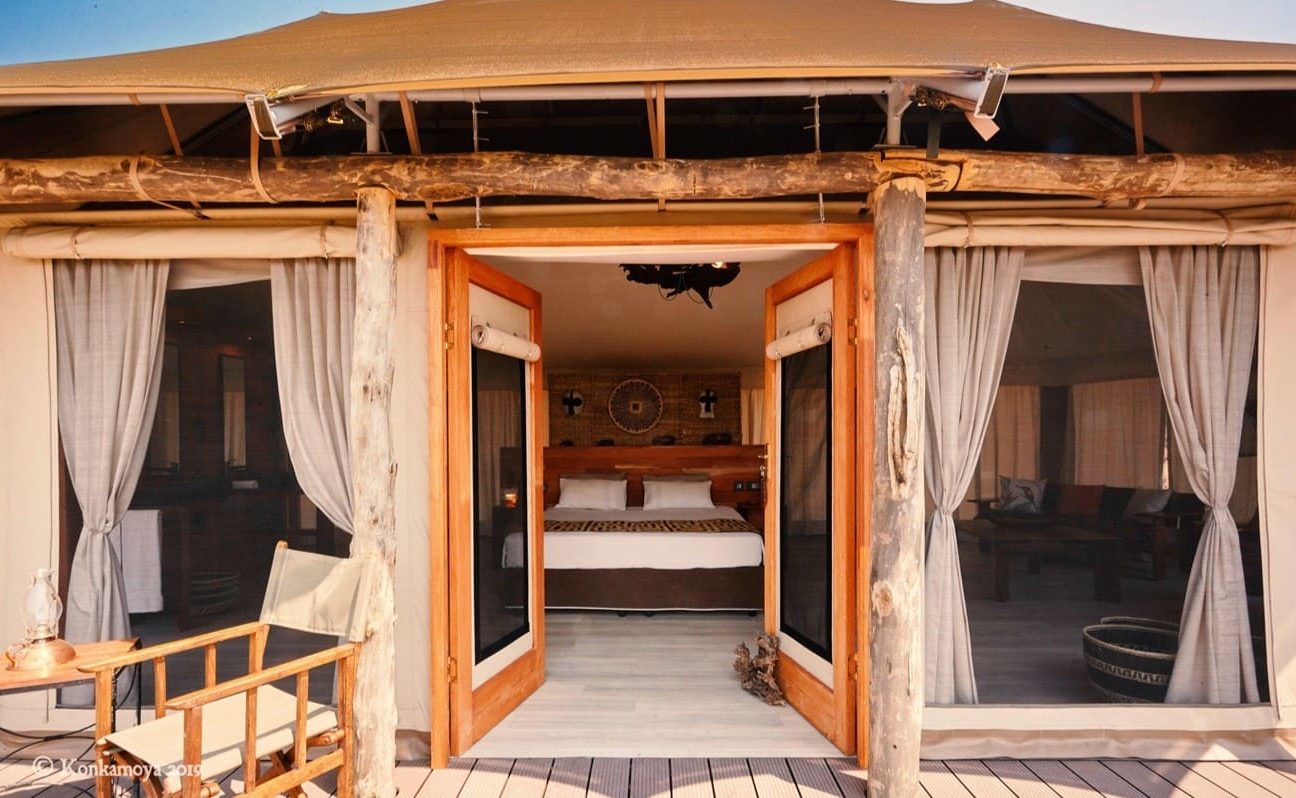 Eingang eines Zeltes von Konkamoya